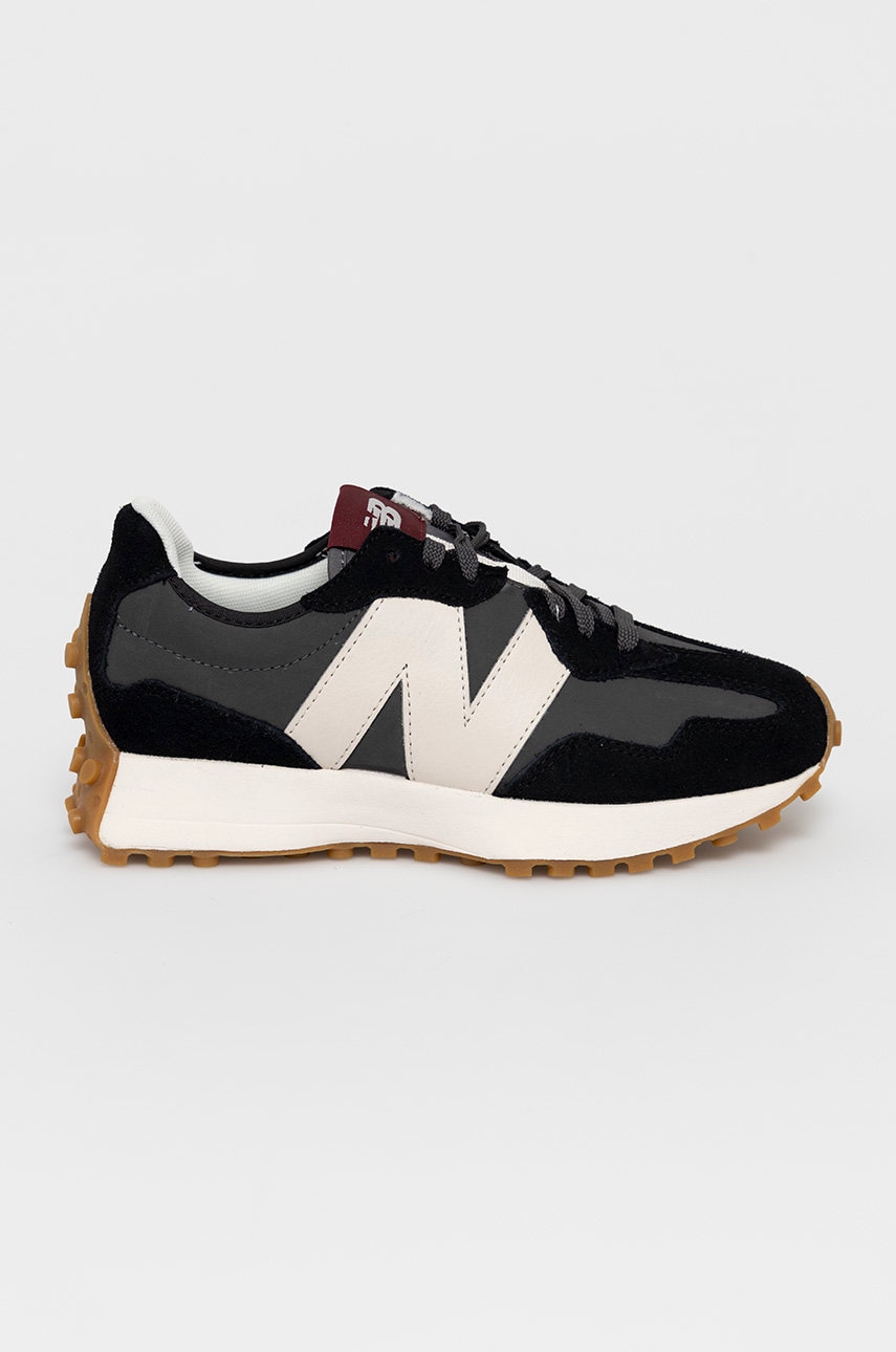 New Balance Pantofi de piele întoarsă WS327KC culoarea negru, cu toc plat WS327KC-001