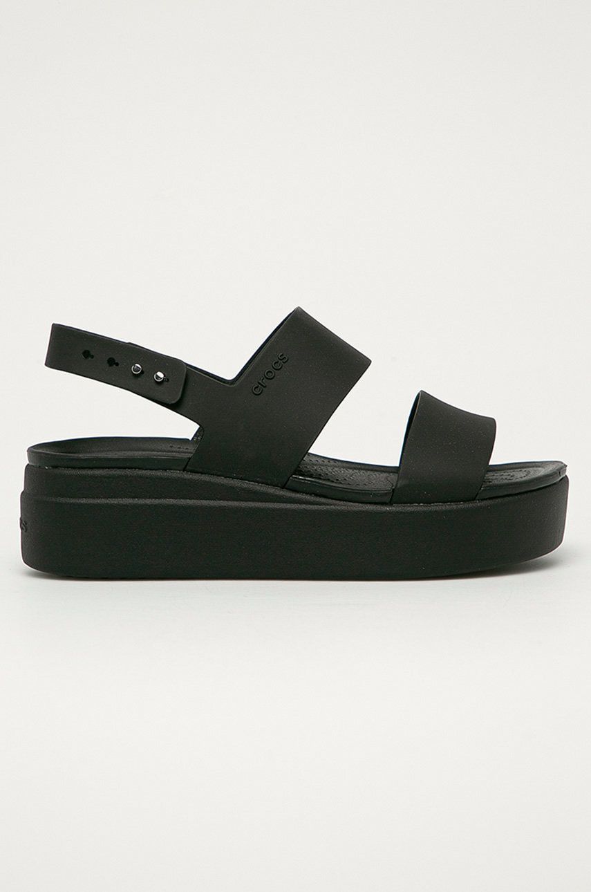 Crocs sandale Brooklyn Low Wedge femei, culoarea negru 206453