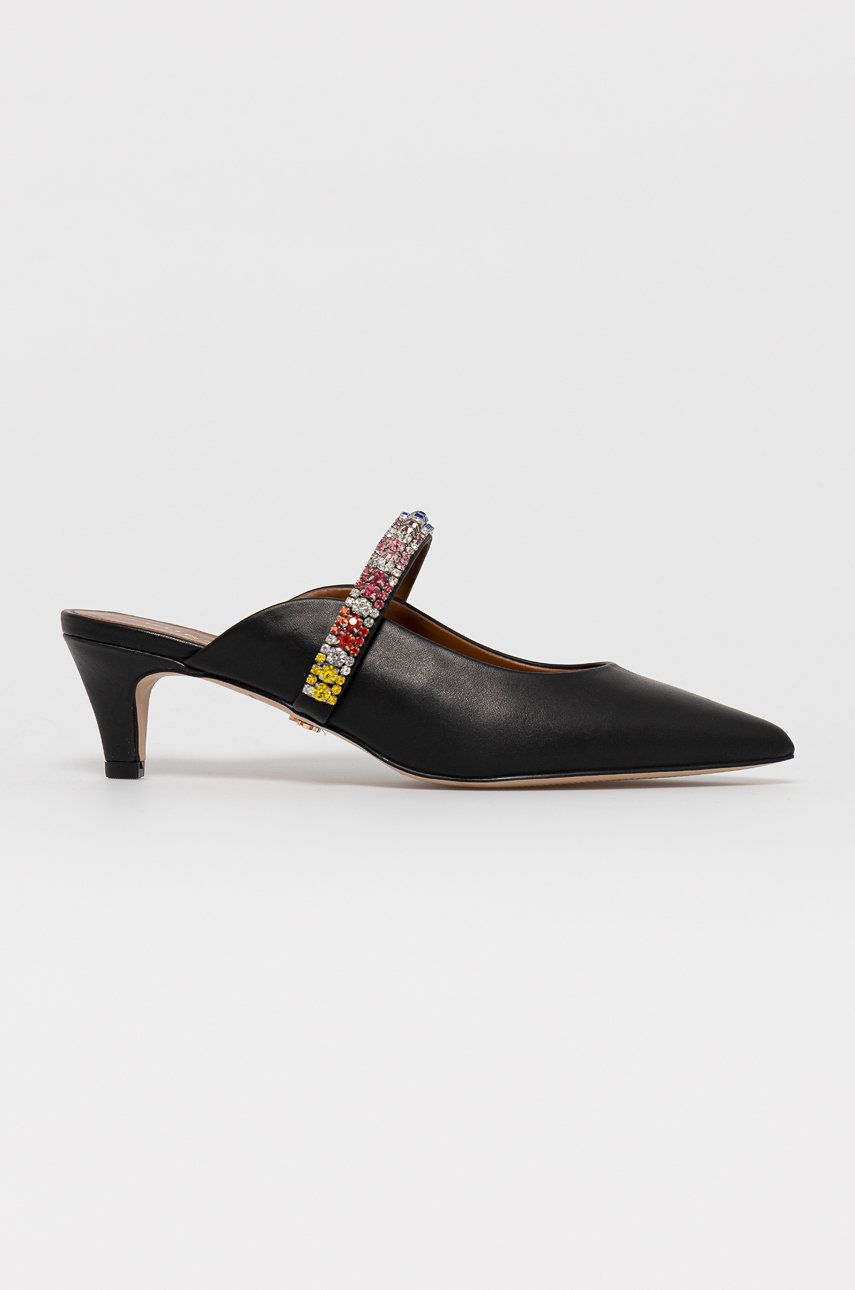 Kurt Geiger London Șlapi de piele femei, culoarea negru, cu toc cui