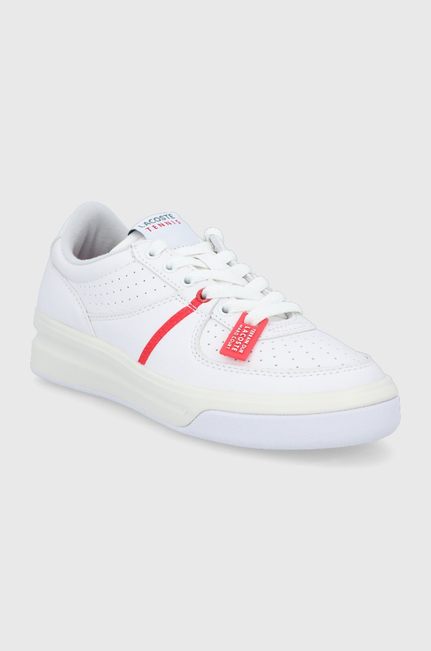 

Кожаные ботинки Lacoste цвет белый на плоском ходу