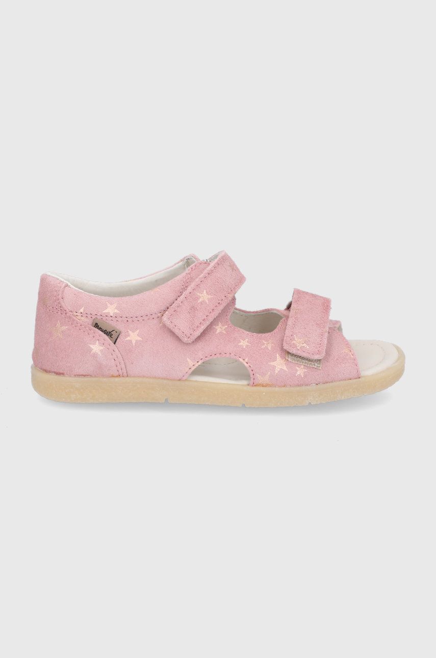 MrugaĹ‚a Sandale din piele pentru copii culoarea roz