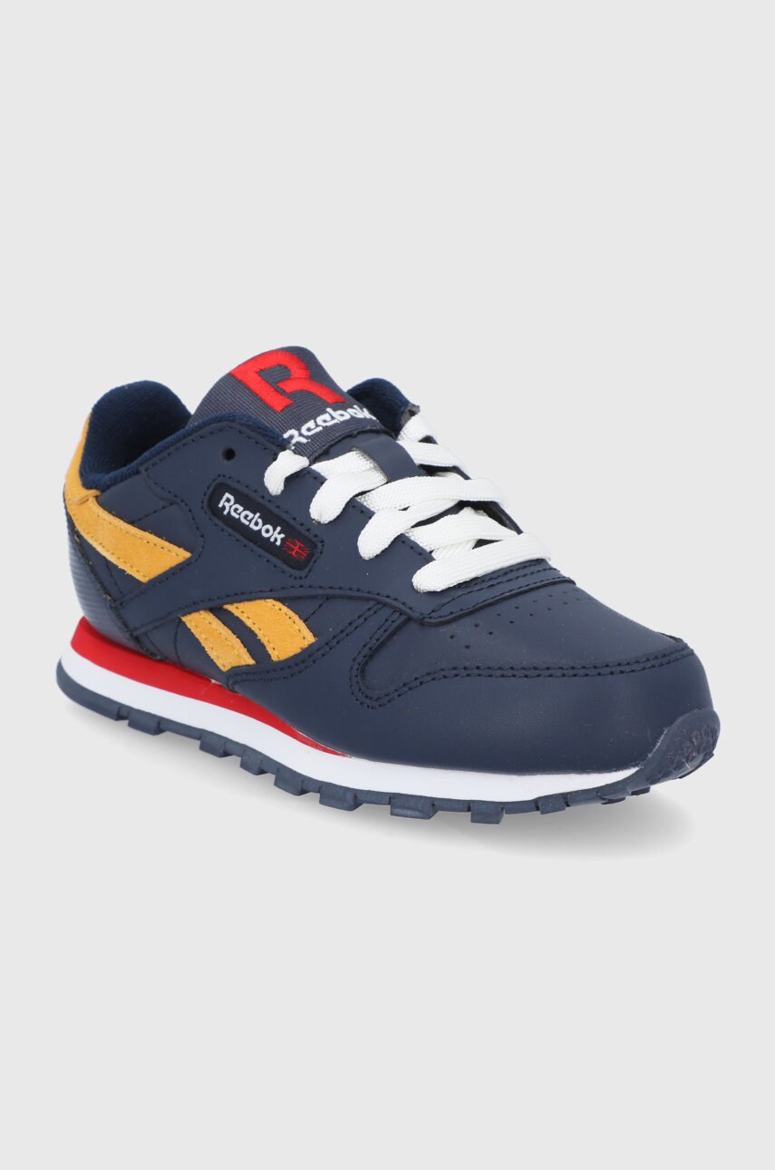 

Дитячі шкіряні кросівки Reebok Classic колір синій