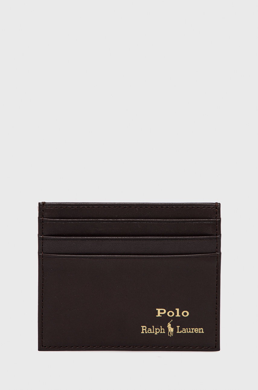 

Шкіряний чохол на банківські карти Polo Ralph Lauren чоловічий колір коричневий