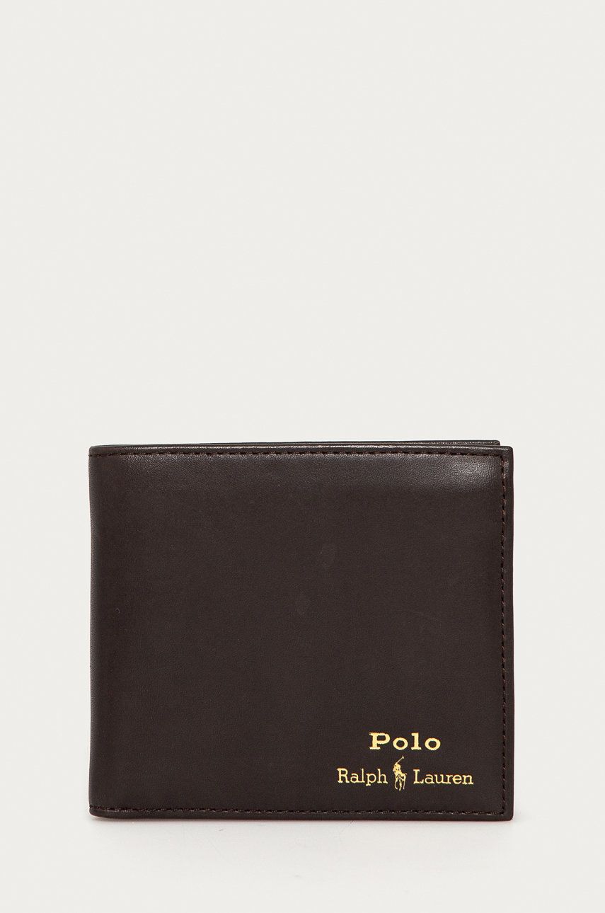 Levně Kožená peněženka Polo Ralph Lauren pánská, hnědá barva, 405803866001