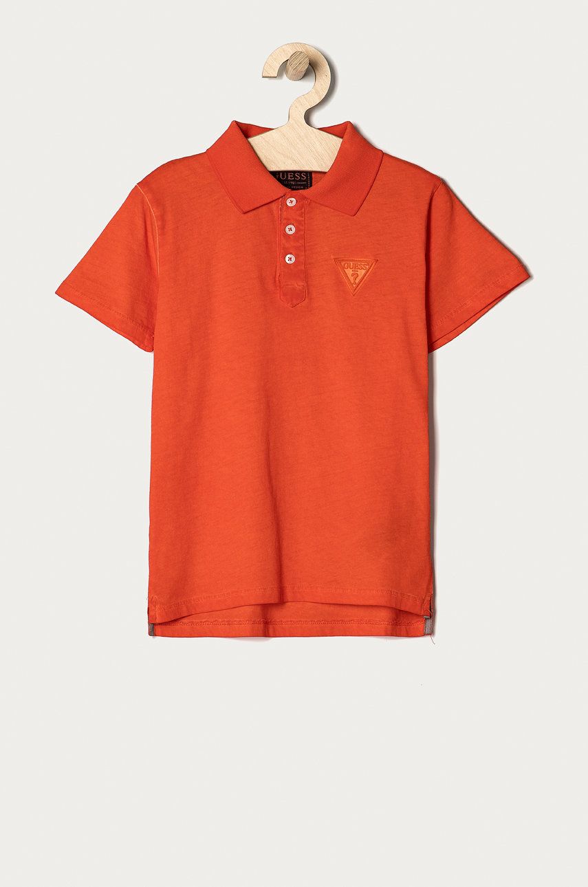 Guess Polo dziecięce kolor pomarańczowy gładki