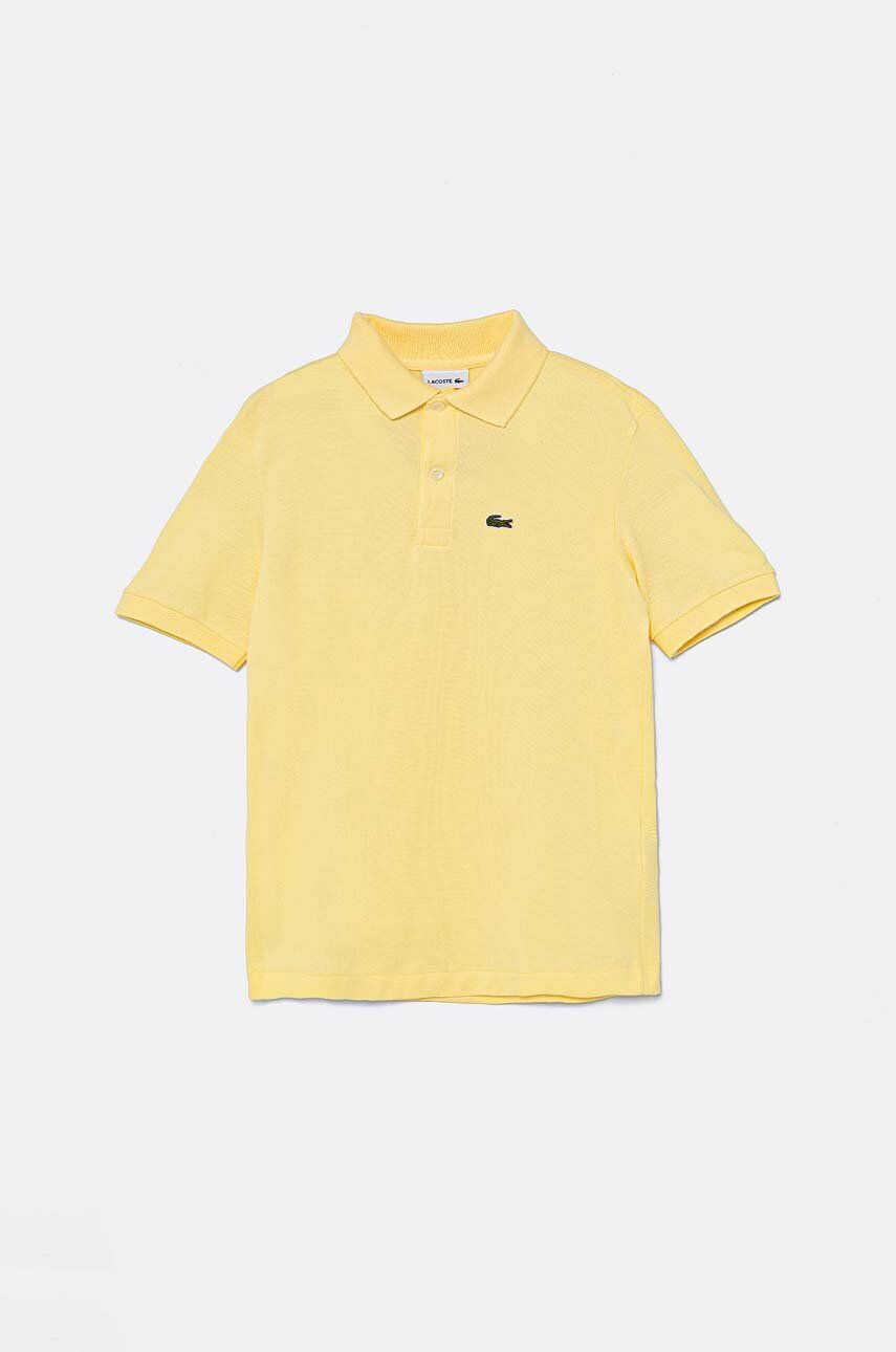 Lacoste tricouri polo din bumbac pentru copii culoarea galben, neted