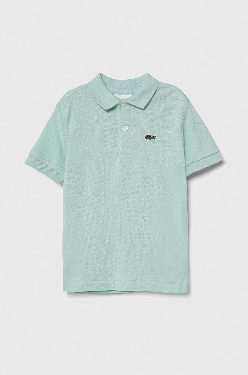 Lacoste tricouri polo din bumbac pentru copii culoarea turcoaz, neted