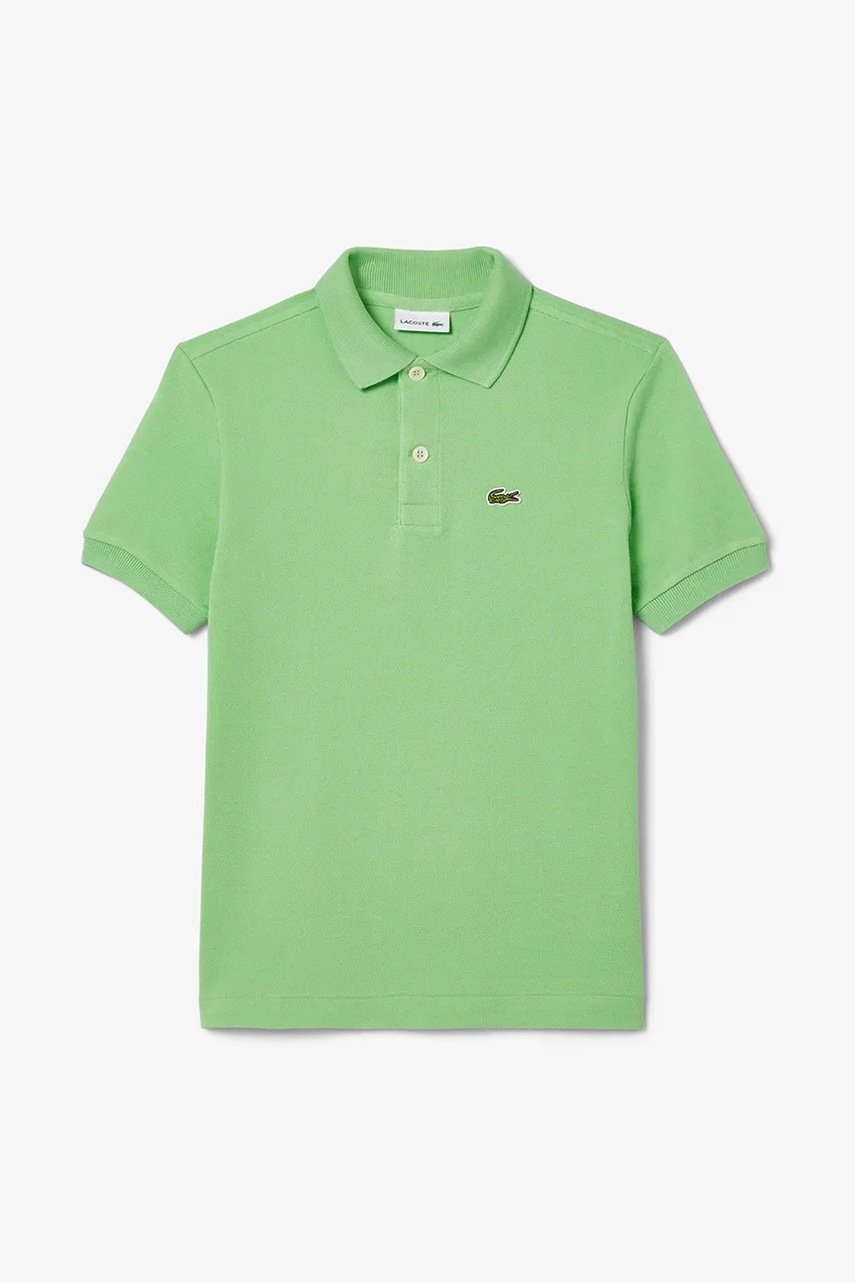 Детское хлопковое поло Lacoste цвет зелёный однотонный Детское хлопковое поло Lacoste цвет зелёный однотонный
