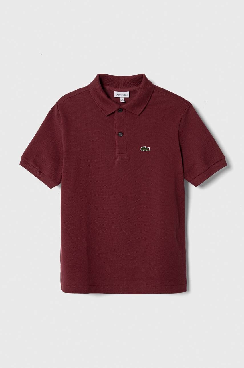 Lacoste tricouri polo din bumbac pentru copii culoarea bordo, neted