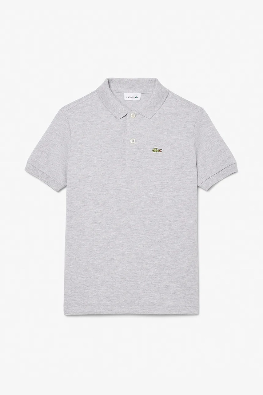 Детское хлопковое поло Lacoste цвет серый однотонный Детское хлопковое поло Lacoste цвет серый однотонный