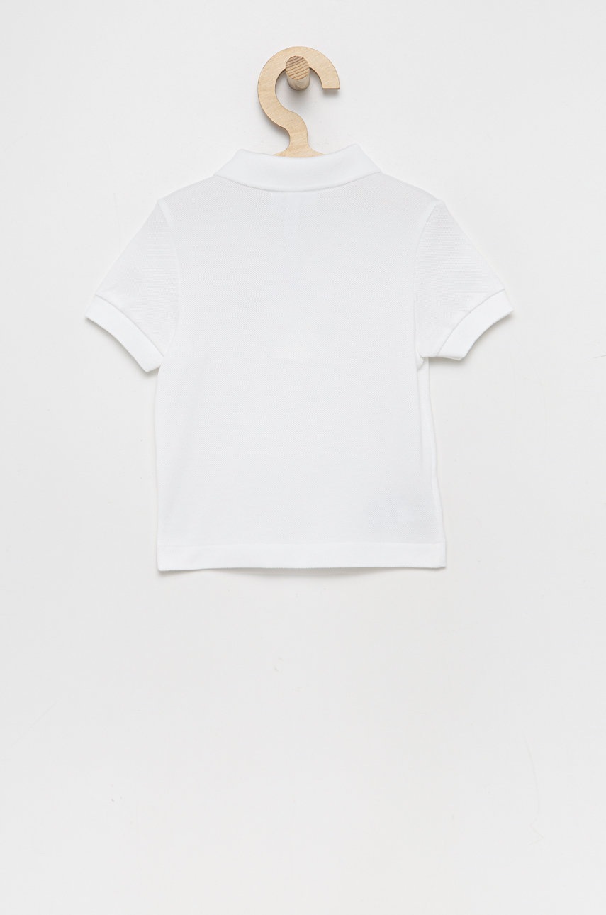Дитяче бавовняне поло Lacoste колір білий однотонний Дитяче бавовняне поло Lacoste колір білий однотонний