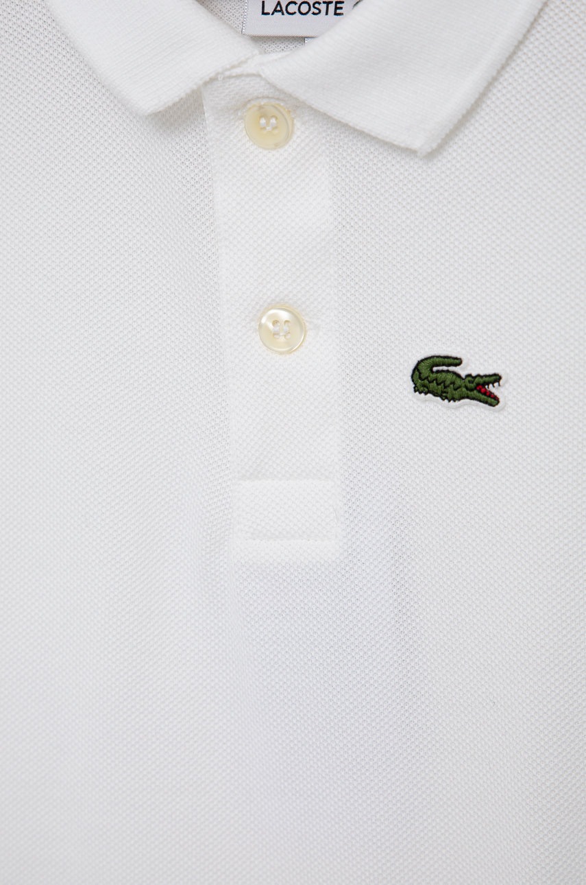 Lacoste gyerek pamut póló fehér, sima termék 2. képe
