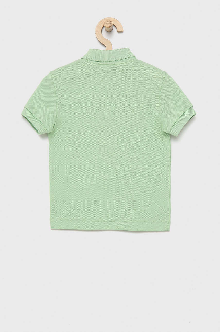 

Детское хлопковое поло Lacoste цвет зелёный однотонный