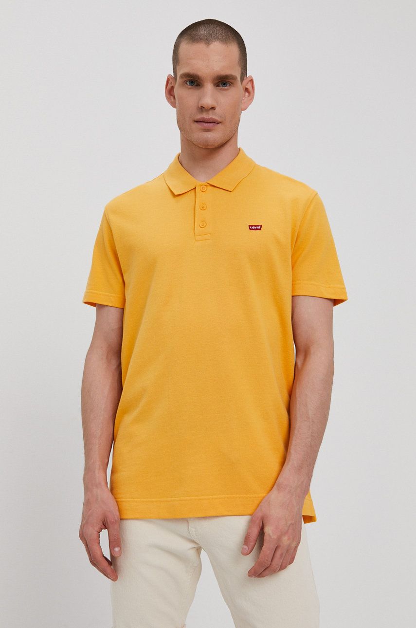 Levi’s Tricou Polo bărbați, culoarea portocaliu, material neted answear imagine noua