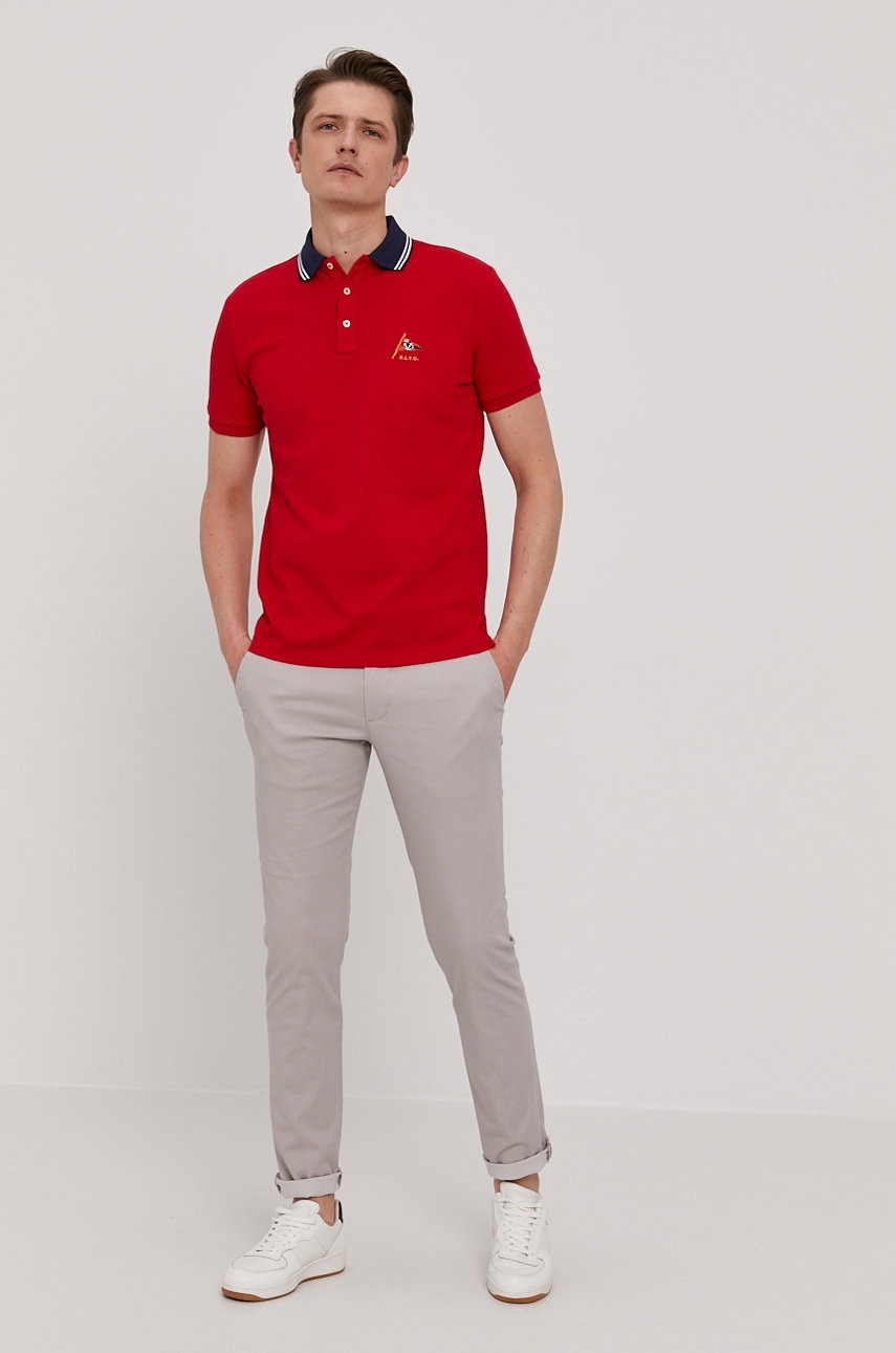 

Поло Polo Ralph Lauren чоловіче колір червоний гладкий