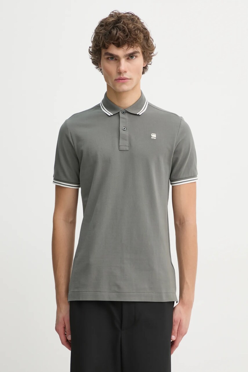G-Star tricou polo bărbați, culoarea gri, uni