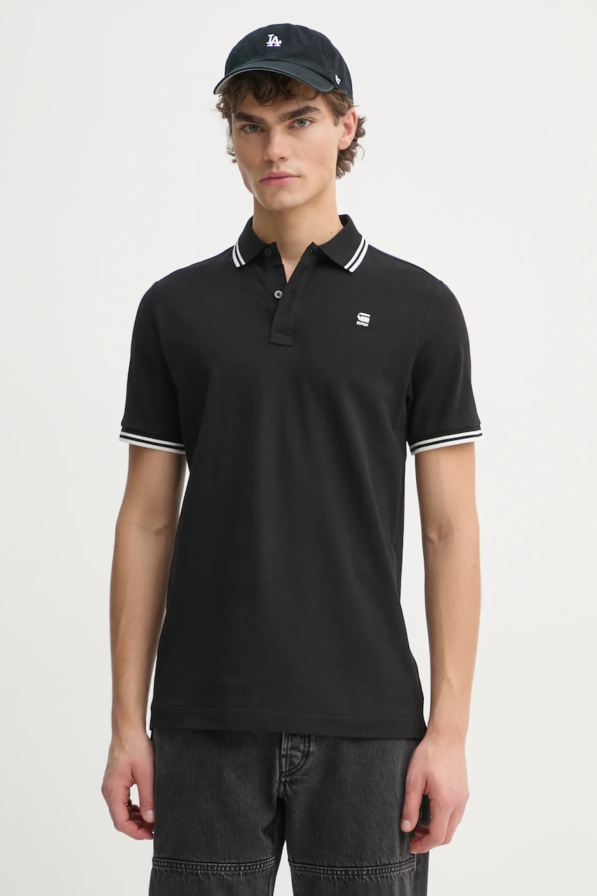 G-Star tricou polo bărbați, culoarea negru, uni