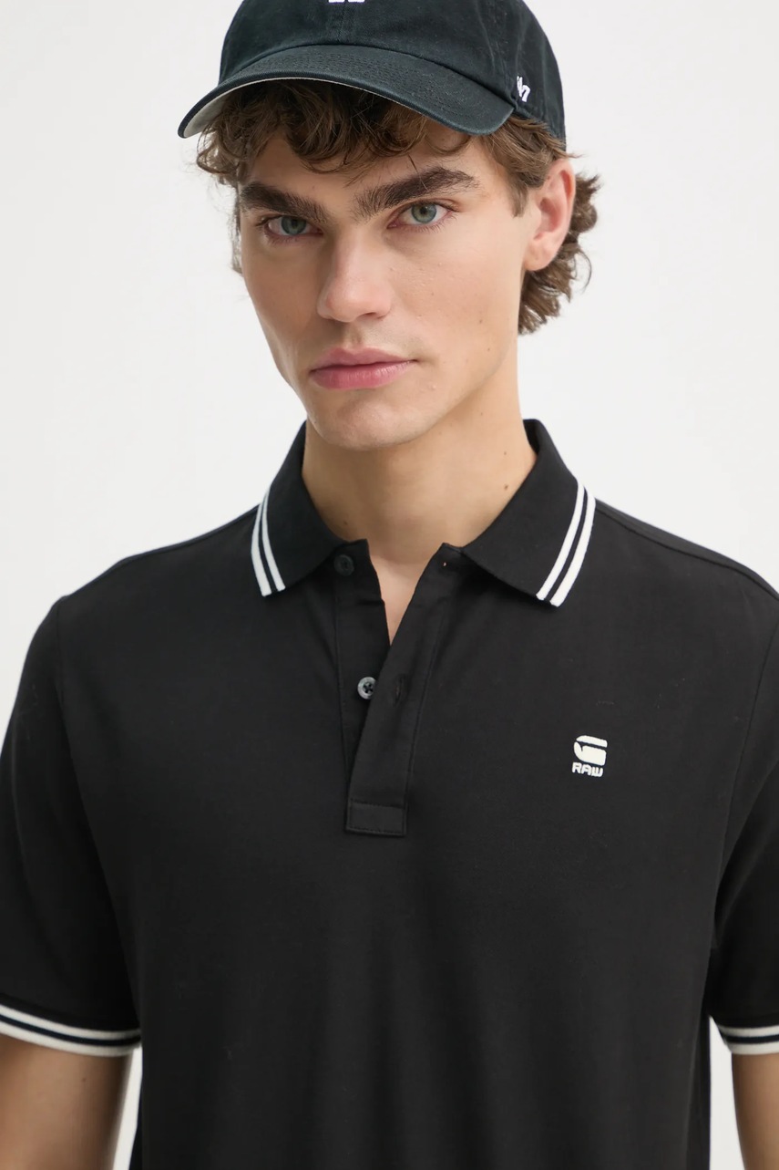 Поло G-Star Raw чоловічий колір чорний однотонний 