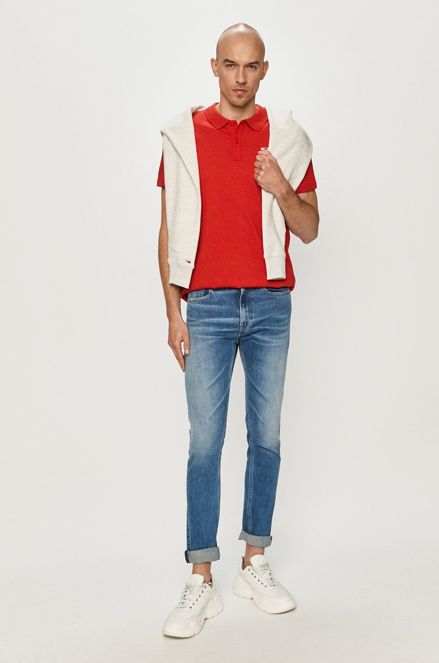 

Поло Tommy Jeans цвет красный