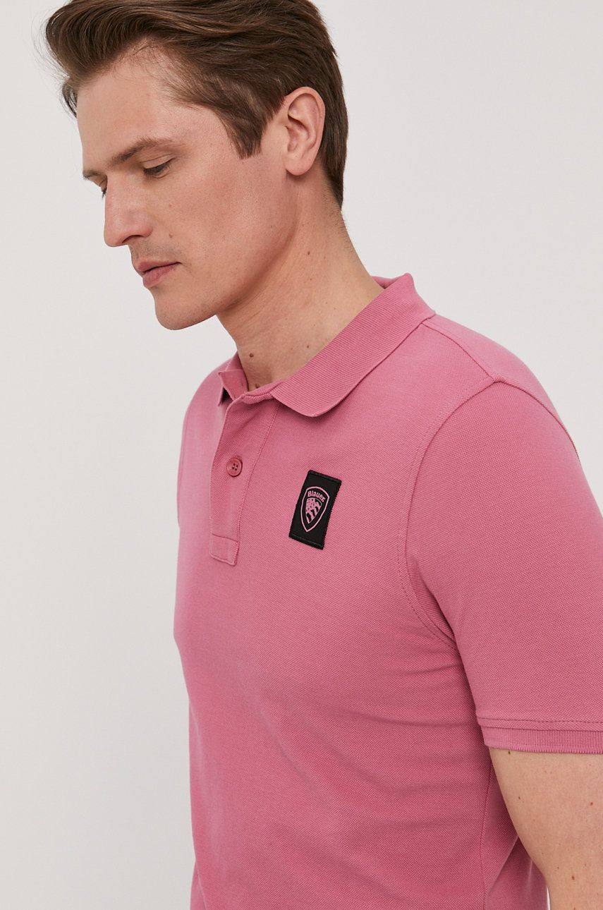Blauer Tricou Polo bărbați, culoarea roz, material neted answear.ro