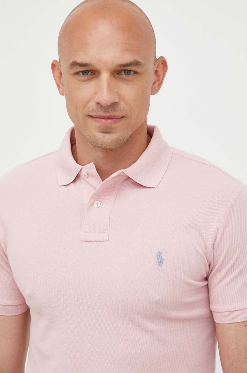 

Хлопковое поло Polo Ralph Lauren цвет розовый однотонный