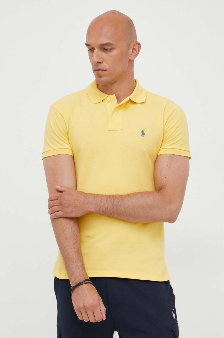 Bavlněné polo tričko Ralph Lauren žlutá barva, 710536856