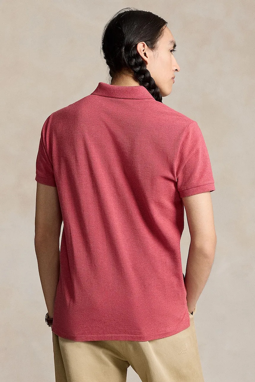 Хлопковое поло Polo Ralph Lauren цвет красный однотонный 710536856 Хлопковое поло Polo Ralph Lauren цвет красный однотонный 710536856