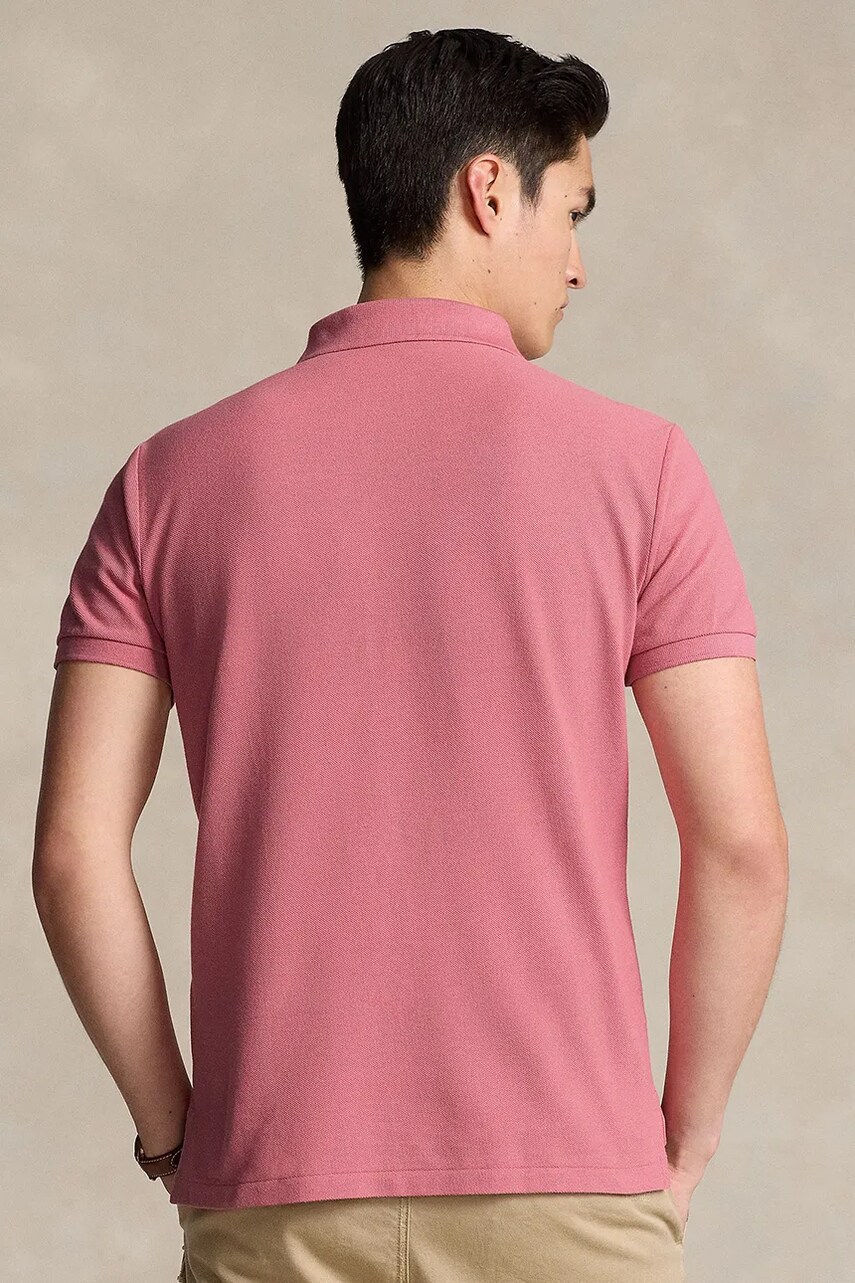 Хлопковое поло Polo Ralph Lauren цвет розовый однотонное 710536856 Хлопковое поло Polo Ralph Lauren цвет розовый однотонное 710536856