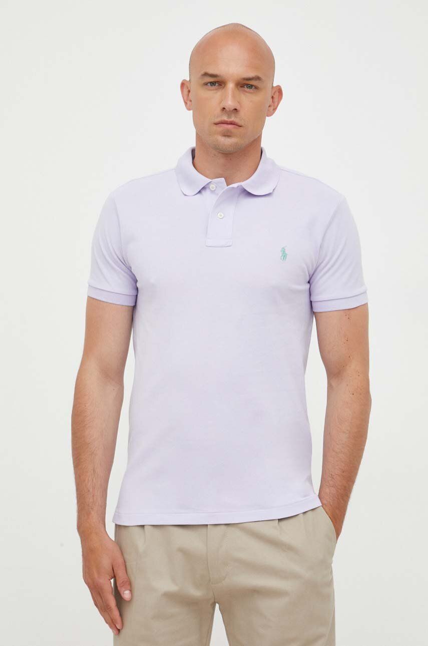 Levně Bavlněné polo tričko Ralph Lauren fialová barva, 710536856