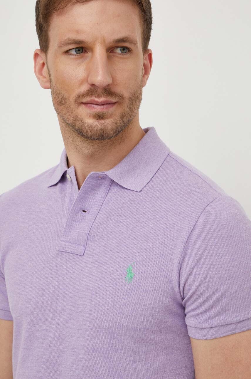 Levně Bavlněné polo tričko Ralph Lauren fialová barva, 710536856