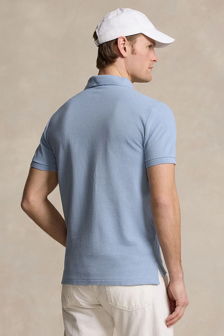 Хлопковое поло Polo Ralph Lauren цвет фиолетовый однотонное 710536856 Хлопковое поло Polo Ralph Lauren цвет фиолетовый однотонное 710536856