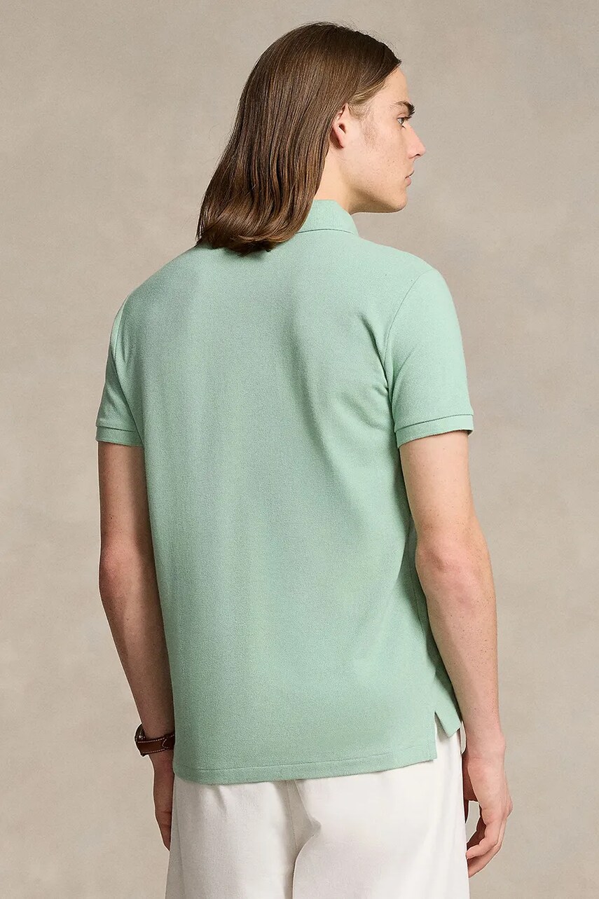 Хлопковое поло Polo Ralph Lauren цвет зелёный однотонное 710536856 Хлопковое поло Polo Ralph Lauren цвет зелёный однотонное 710536856