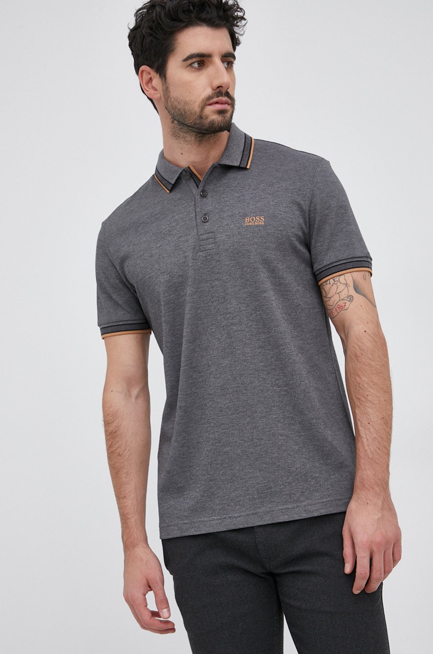 

Boss - Тениска с яка Boss Athleisure, Сив