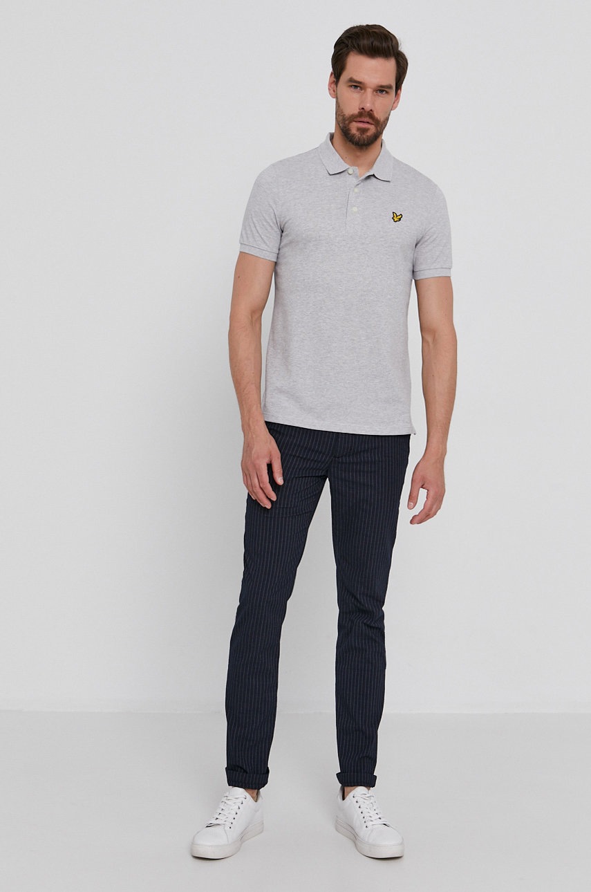 

Поло Lyle & Scott мужское цвет серый гладкий