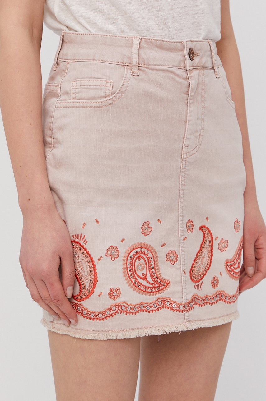 Desigual Fusta Jeans Culoarea Roz,