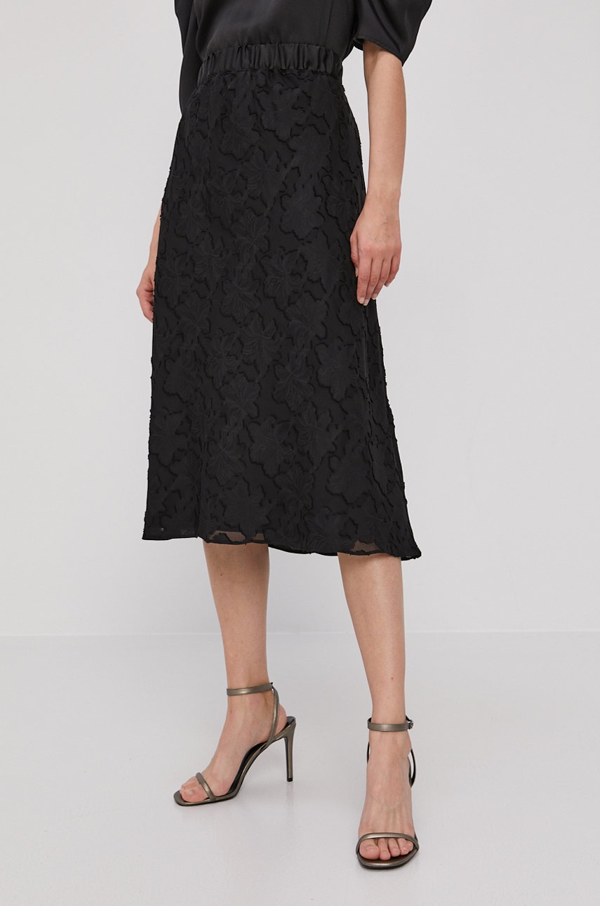 

Спідниця Dkny колір чорний midi розкльошена