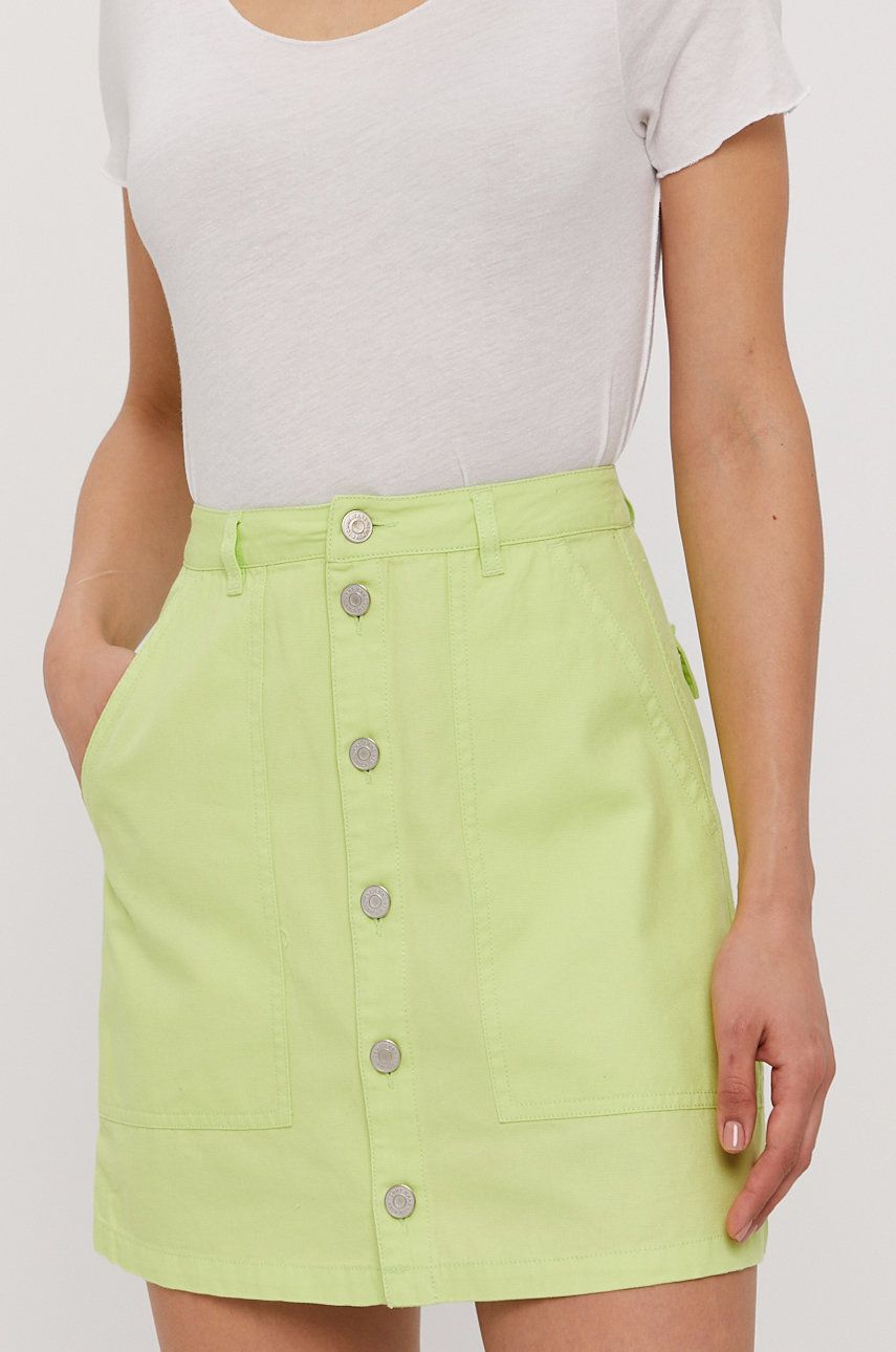 Tommy Jeans Fusta culoarea verde, mini, model drept