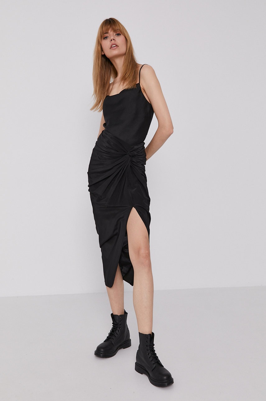 The Kooples Fustă culoarea negru, midi, model drept