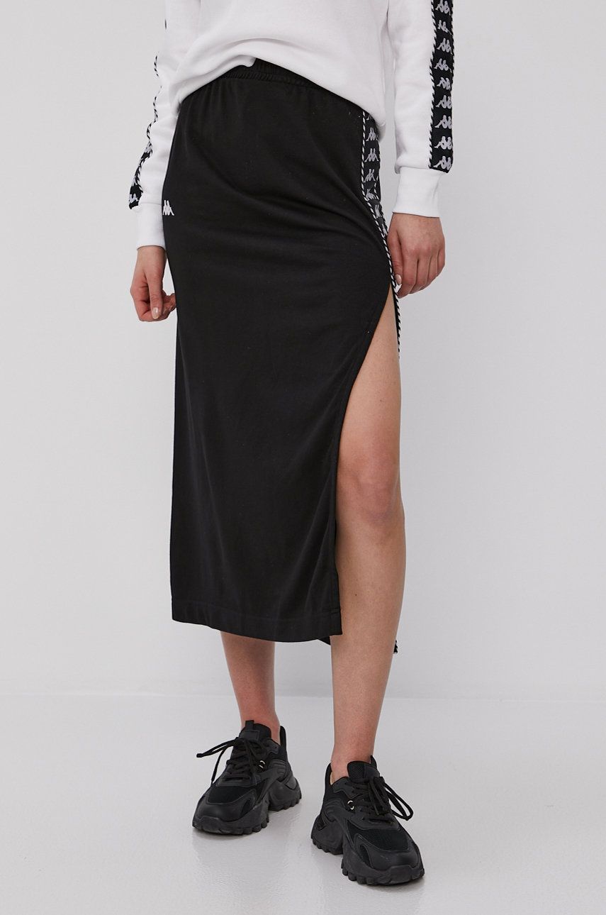 Kappa Fustă culoarea negru, midi, model drept answear.ro imagine megaplaza.ro