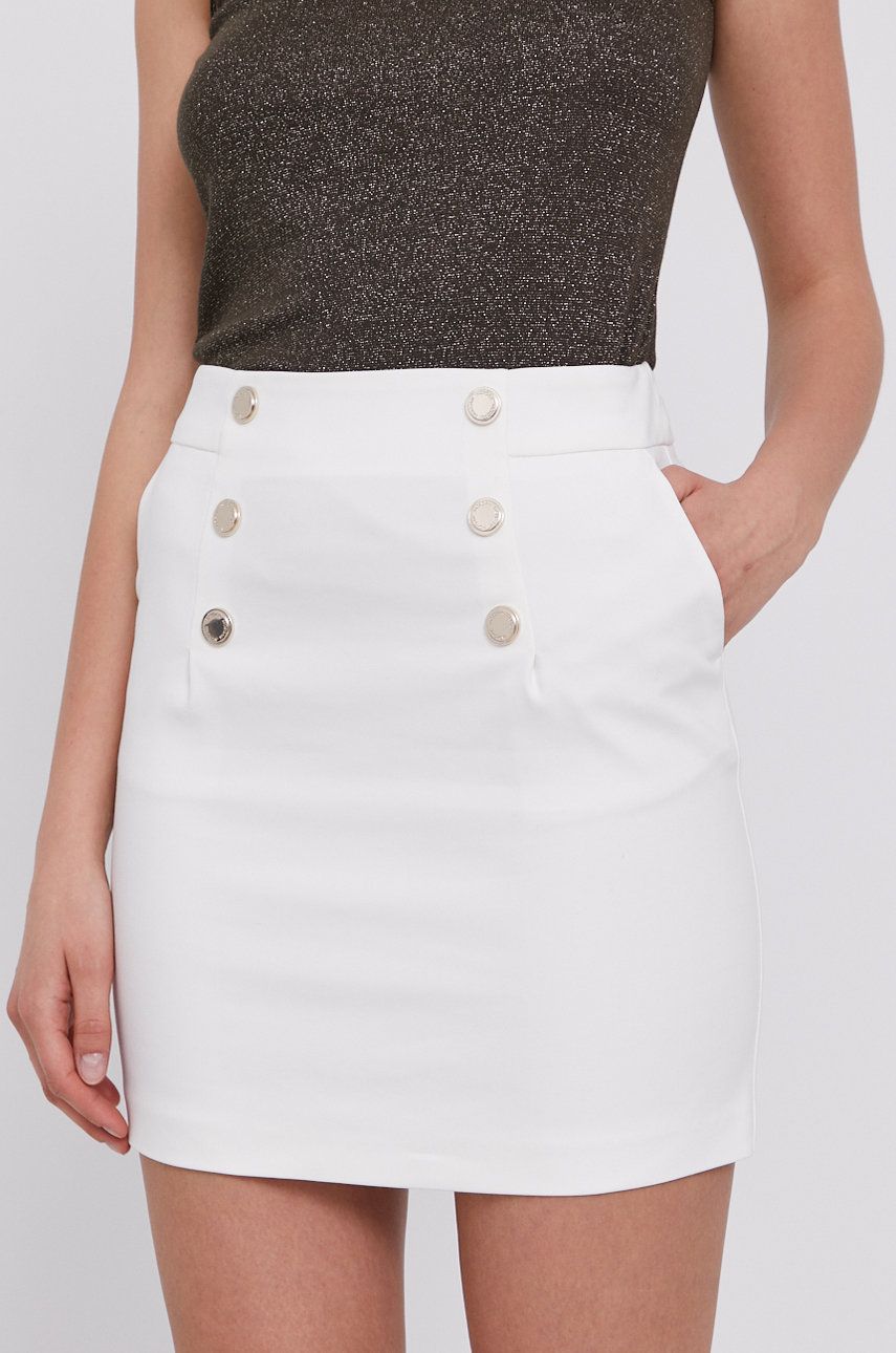 Sukně Morgan bílá barva, mini, jednoduchá - bílá -  Hlavní materiál: 53% Bavlna