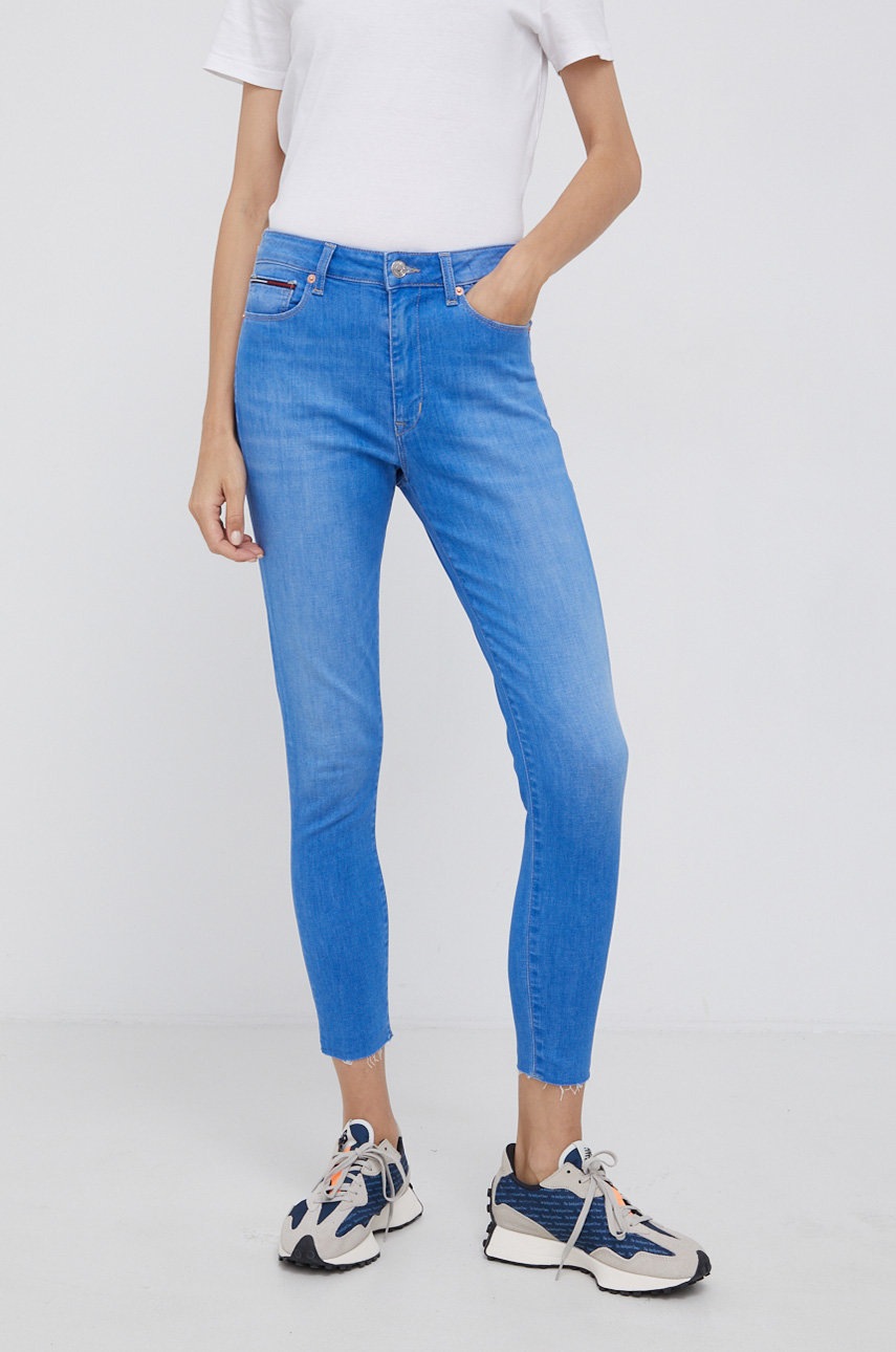 

Дънки Tommy Jeans Sylvia дамски с висока талия, Син