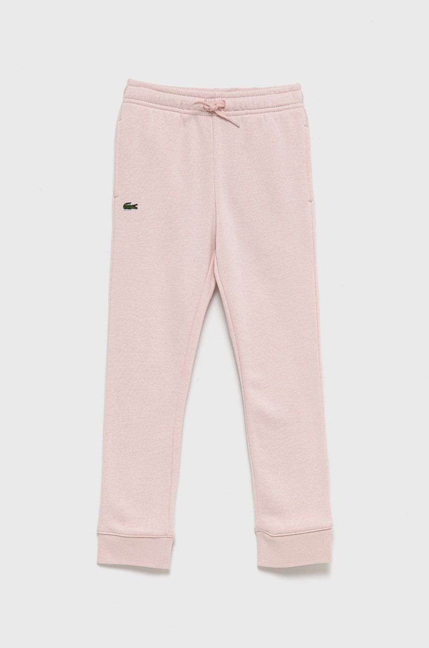 Lacoste Pantaloni XJ9476 culoarea roz material neted