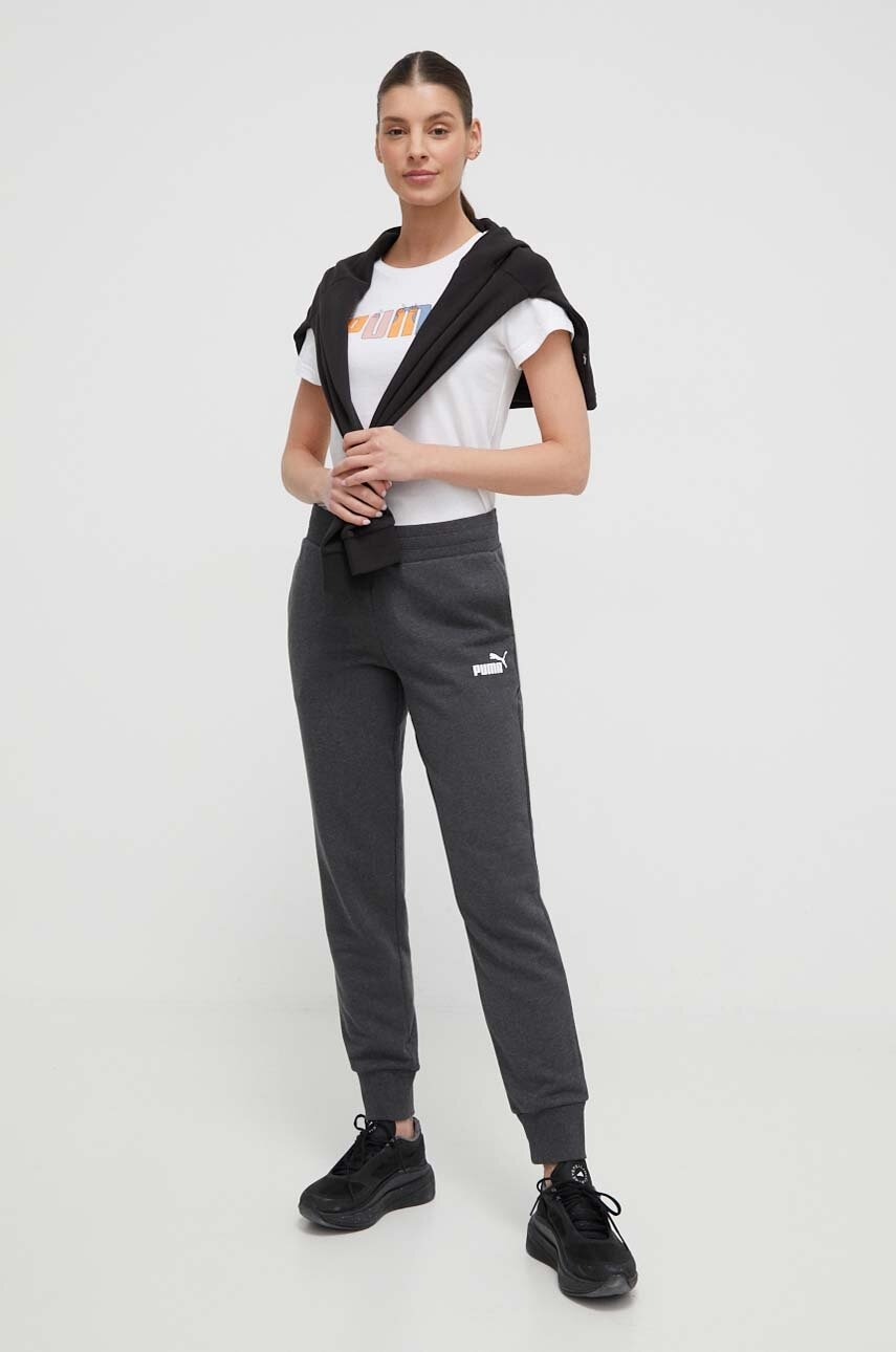 Puma pantaloni de trening culoarea gri, melanj 847388