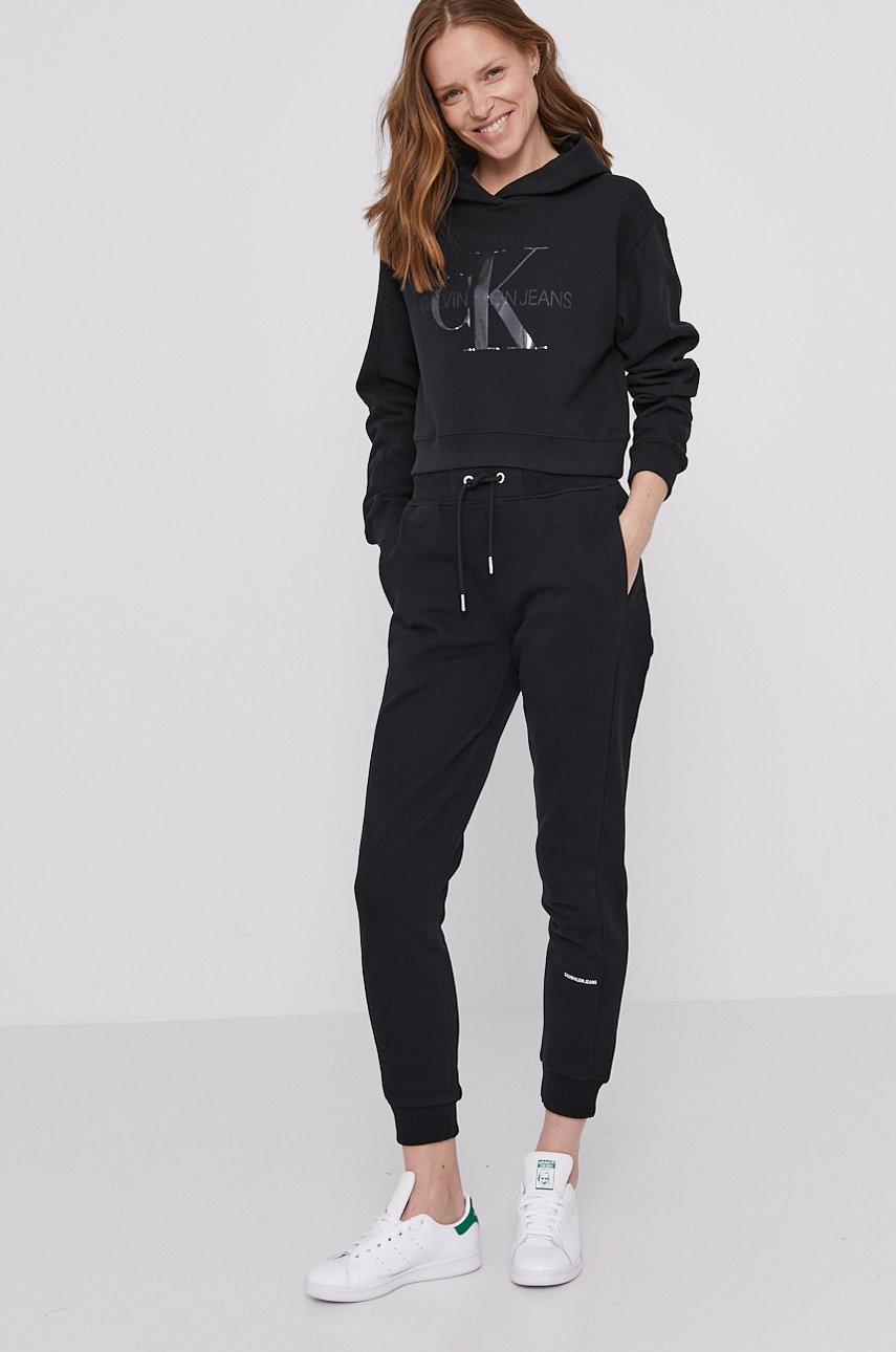 

Брюки Calvin Klein Jeans женские цвет чёрный гладкие