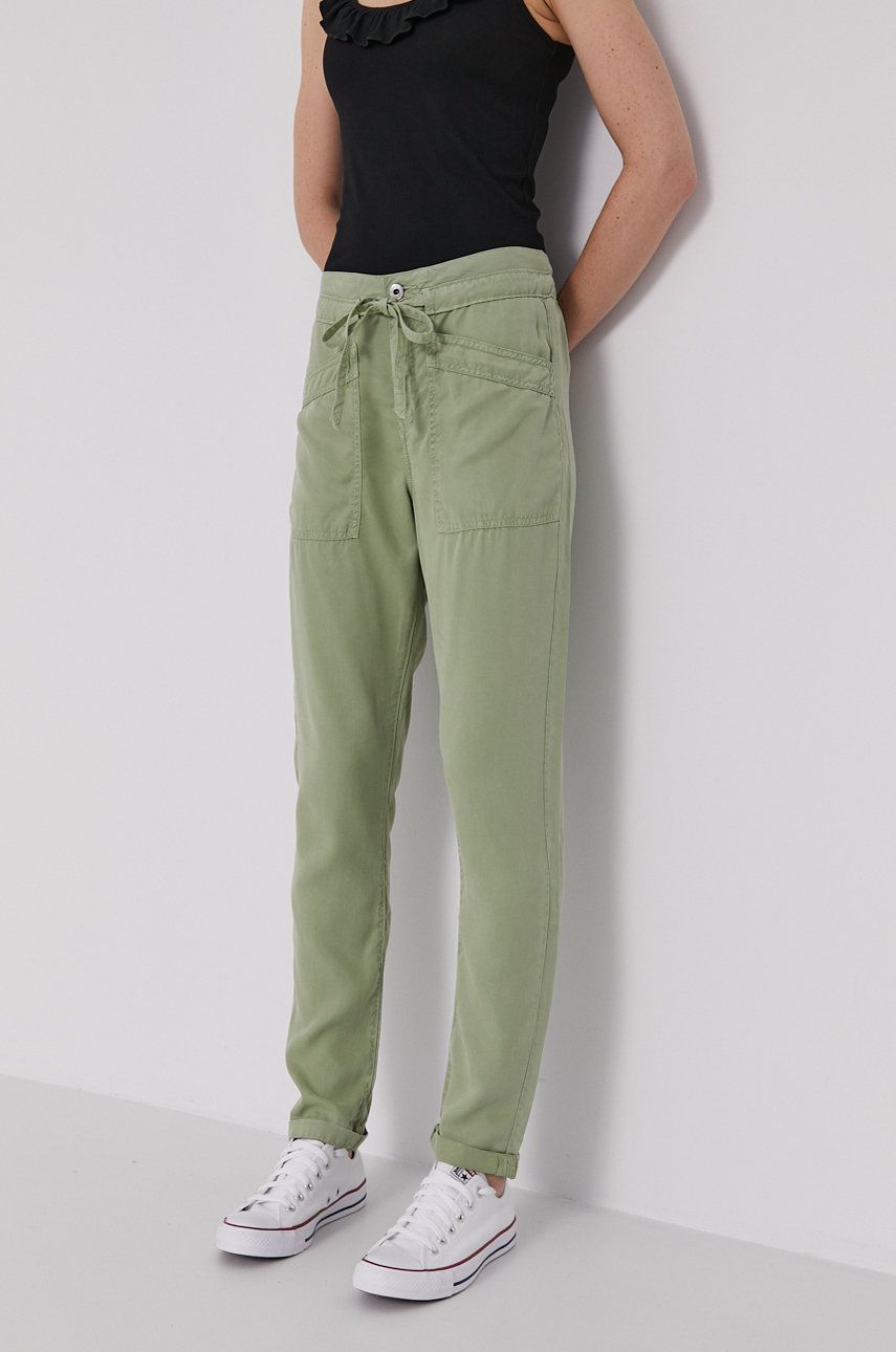 Pepe Jeans Pantaloni Dash femei, culoarea verde, model drept, medium waist answear.ro