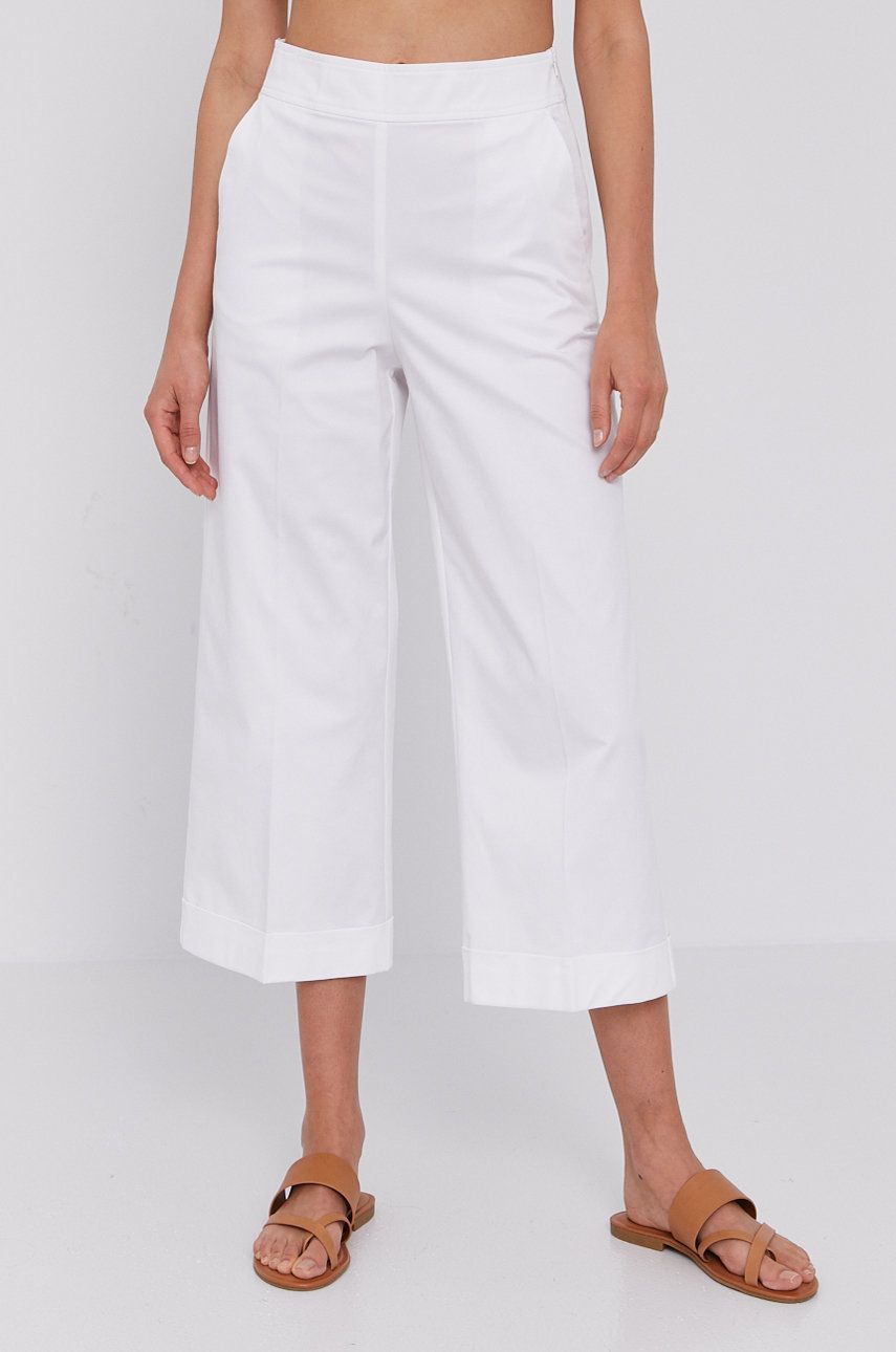 MAX&Co. Pantaloni femei, culoarea alb, lat, high waist