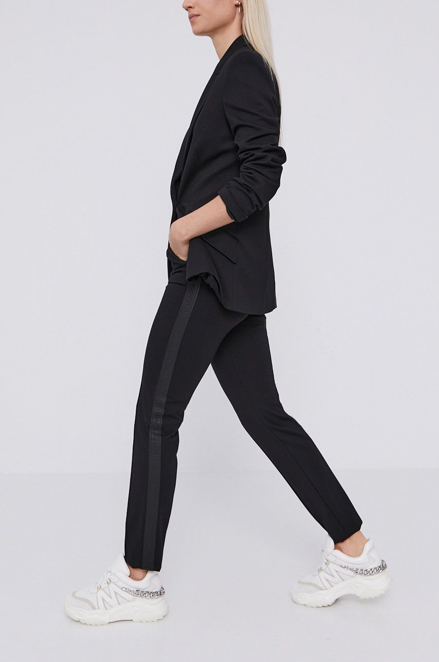 Karl Lagerfeld Pantaloni femei, culoarea negru, mulat, medium waist answear.ro imagine noua