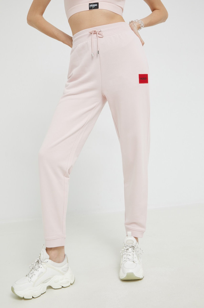 Hugo Pantaloni Femei, Culoarea Roz, Neted