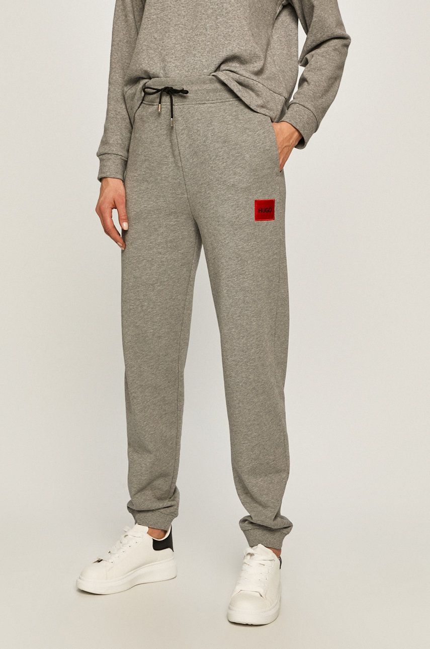 Hugo Pantaloni femei, culoarea gri, material neted answear.ro imagine noua
