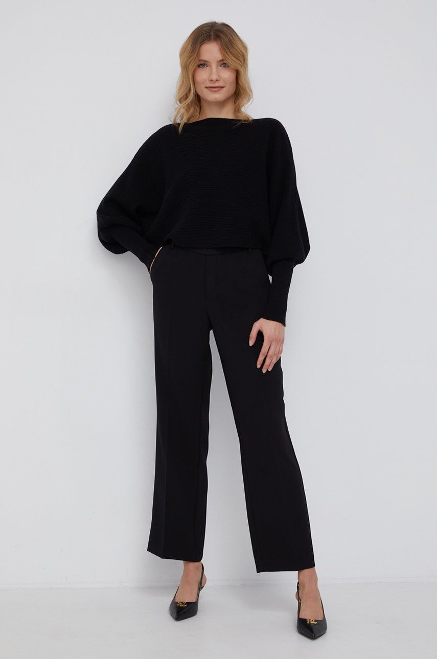 Mos Mosh Pantaloni 137930 femei, culoarea negru, model drept, high waist